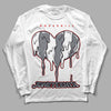 Fire Red 9s DopeSkill Long Sleeve T-Shirt Juneteenth Heart Graphic - White 