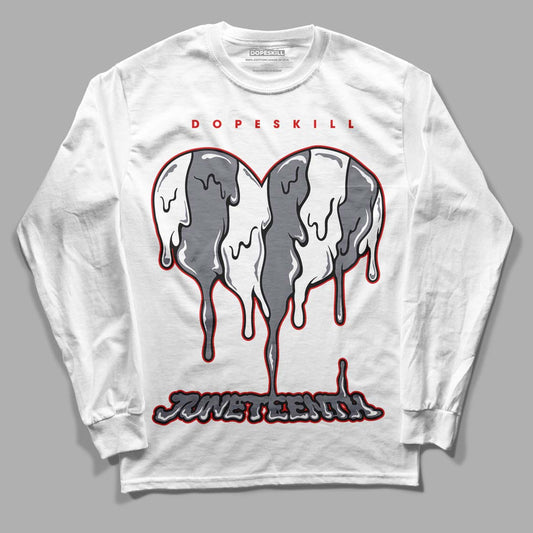 Fire Red 9s DopeSkill Long Sleeve T-Shirt Juneteenth Heart Graphic - White 