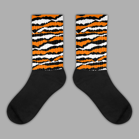 Orange Black White Sublimated Socks Abstract Tiger Graphic