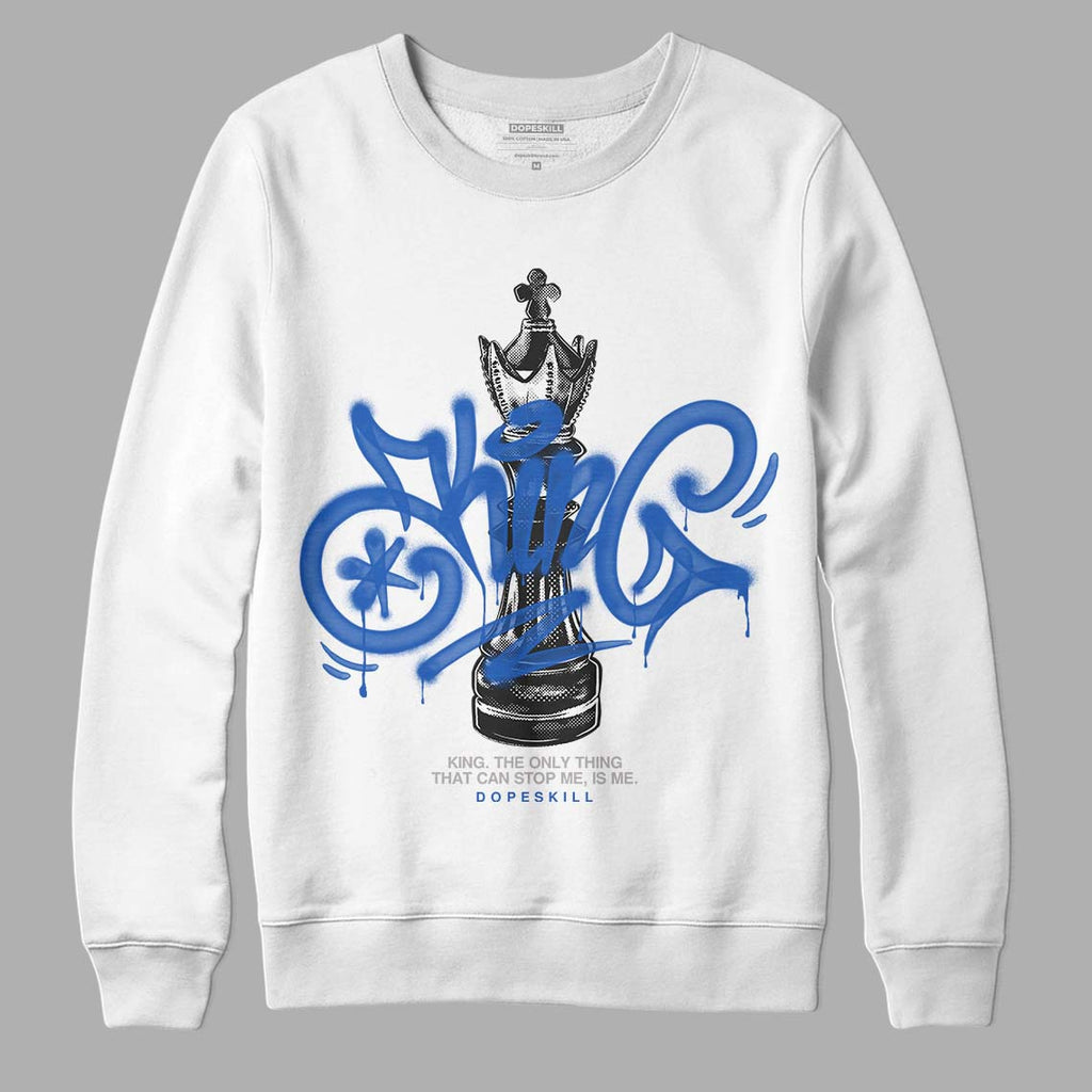 Jordan 1 High OG "True Blue" DopeSkill Sweatshirt King Chess Graphic Streetwear - White