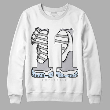 Jordan 11 Retro Low Cement Grey DopeSkill Sweatshirt No.11 Graphic Streetwear - White 