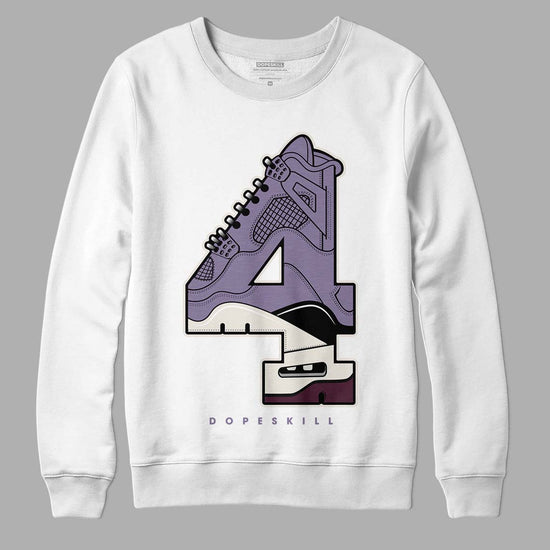 A Ma Maniére x Jordan 4 Retro ‘Violet Ore’ DopeSkill Sweatshirt No.4 Graphic Streetwear - White 