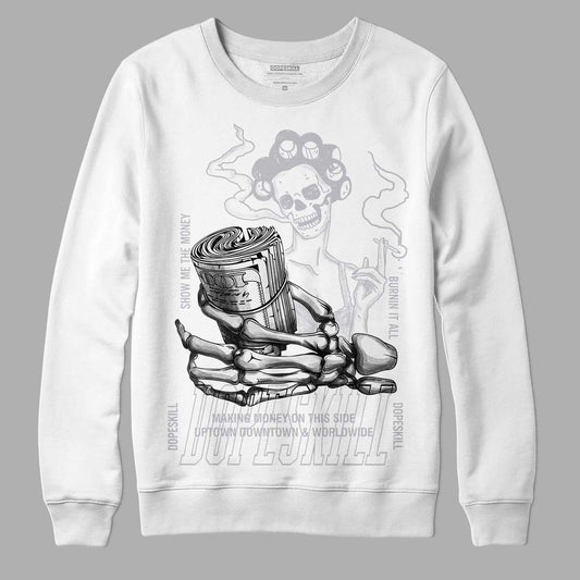 Jordan 11 Retro Low Cement Grey DopeSkill Sweatshirt Show Me The Money Graphic Streetwear - White 