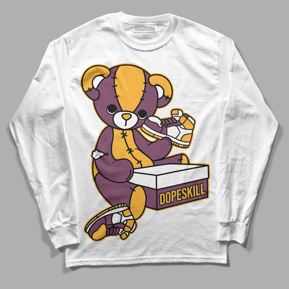 Brotherhood 1s High OG DopeSkill Long Sleeve T-Shirt Sneakerhead BEAR Graphic - White