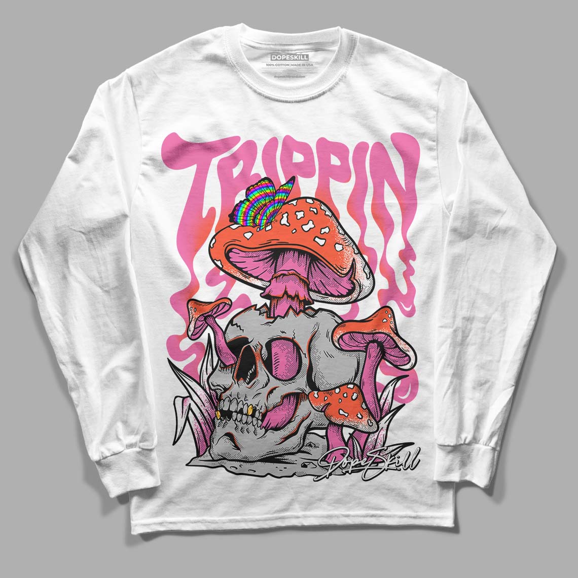 GS Pinksicle 5s DopeSkill Long Sleeve T-Shirt Trippin Graphic - White 