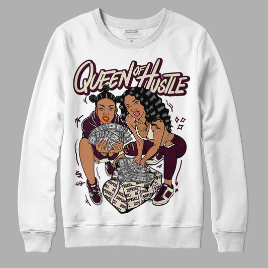 Dunk Low Night Maroon and Medium Soft Pink DopeSkill Sweatshirt Queen Of Hustle Graphic  Streetwear - White 