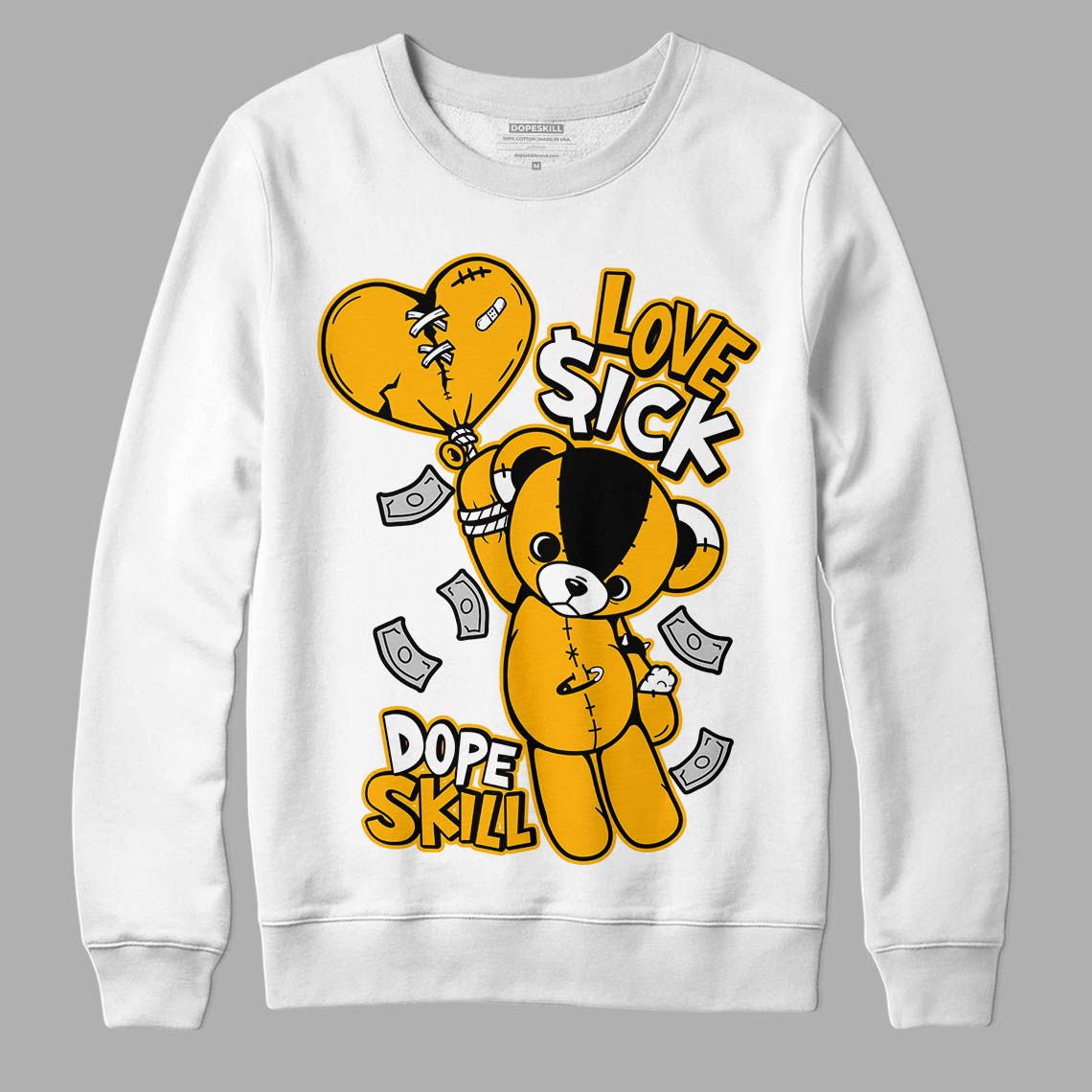 Goldenrod Dunk DopeSkill Sweatshirt Love Sick Graphic - White 