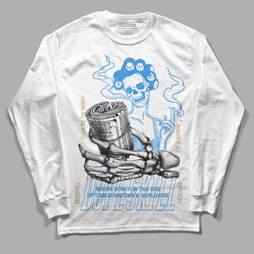 SB Dunk Low Homer DopeSkill Long Sleeve T-Shirt Show Me The Money Graphic - White 