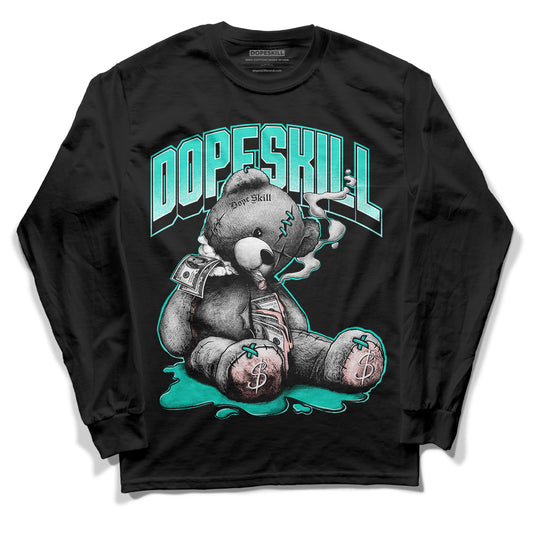 Green Snakeskin Dunk Low DopeSkill Long Sleeve T-Shirt Sick Bear Graphic - Black