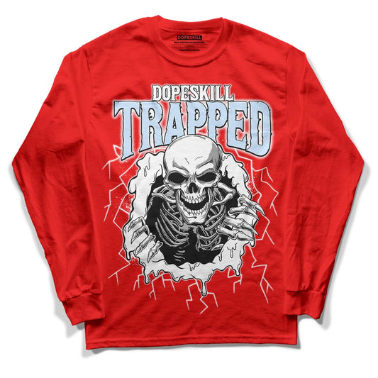 Cherry 11s DopeSkill Varsity Red Long Sleeve T-Shirt Trapped Halloween Graphic