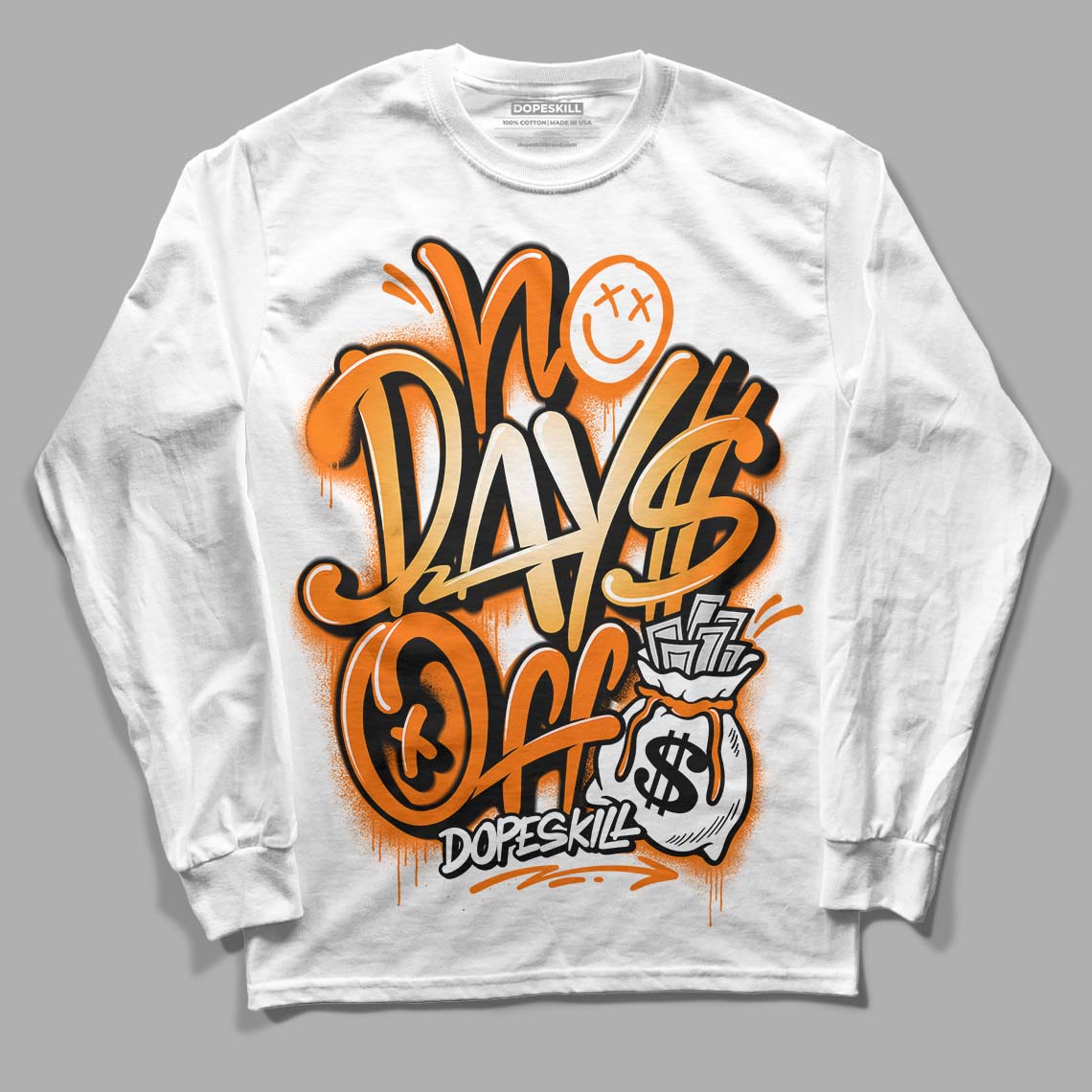 Wmns Dunk Low 'Magma Orange DopeSkill Long Sleeve T-Shirt No Days Off Graphic Streetwear - White