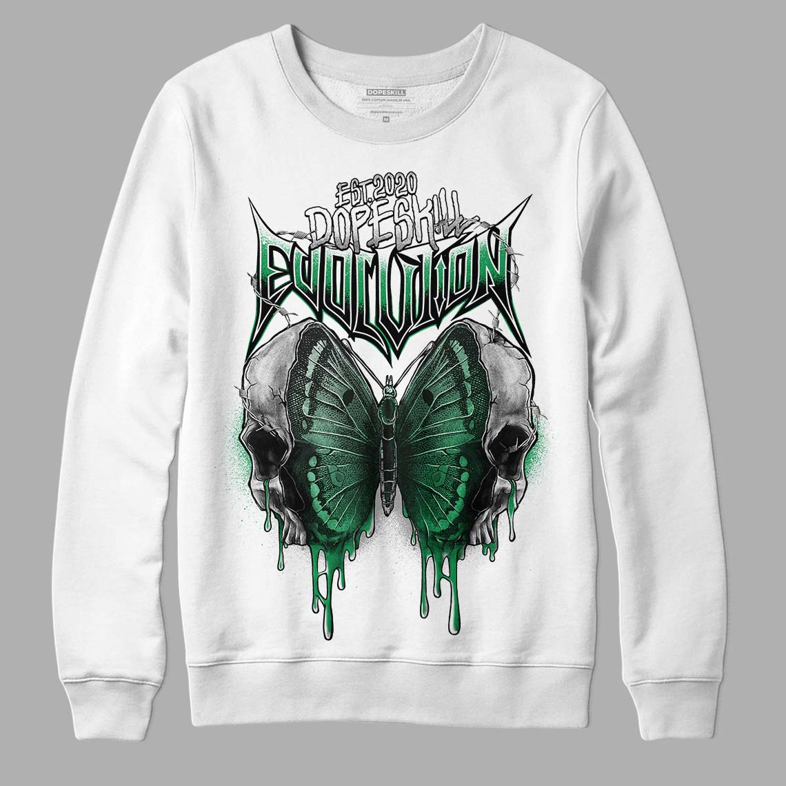 Jordan 3 WMNS “Lucky Green” DopeSkill Sweatshirt DopeSkill Evolution Graphic Streetwear - White