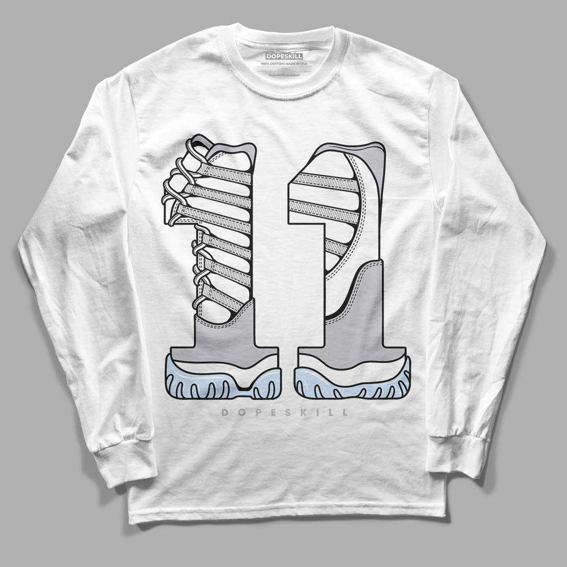 Jordan 11 Retro Low Cement Grey DopeSkill Long Sleeve T-Shirt No.11 Graphic Streetwear - White