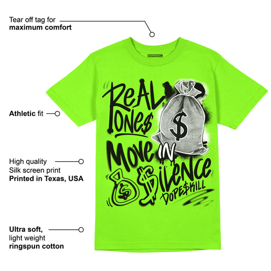 Neon Green Collection DopeSkill Neon Green T-shirt Real Ones Move In Silence Graphic