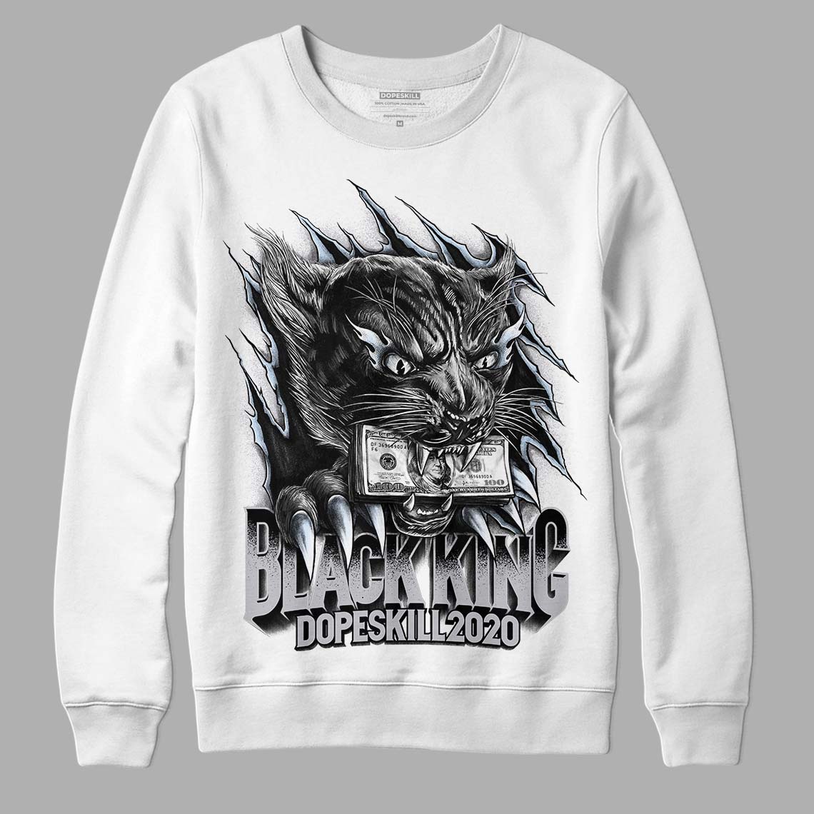 Jordan 11 Retro Low Cement Grey DopeSkill Sweatshirt Black King Graphic Streetwear - White