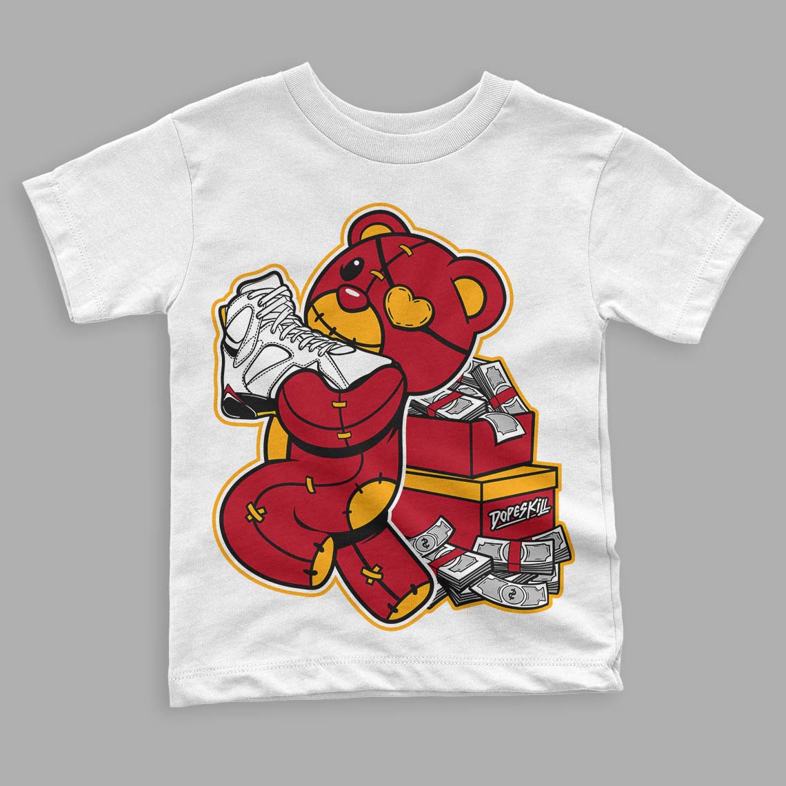 Cardinal 7s DopeSkill Toddler Kids T-shirt Bear Steals Sneaker Graphic - White 