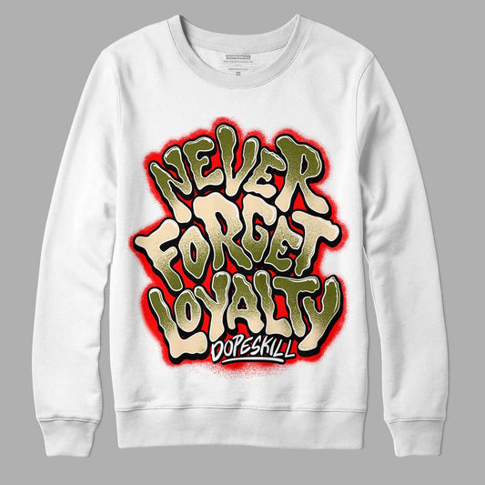 Travis Scott x Jordan 1 Low OG “Olive” DopeSkill Sweatshirt Never Forget Loyalty Graphic Streetwear - White