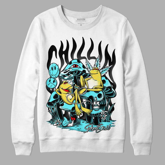 Aqua 5s DopeSkill Sweatshirt Chillin Graphic - White