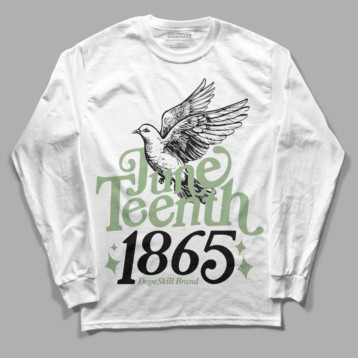 Jordan 4 Retro “Seafoam” DopeSkill Long Sleeve T-Shirt Juneteenth 1865 Graphic Streetwear - White