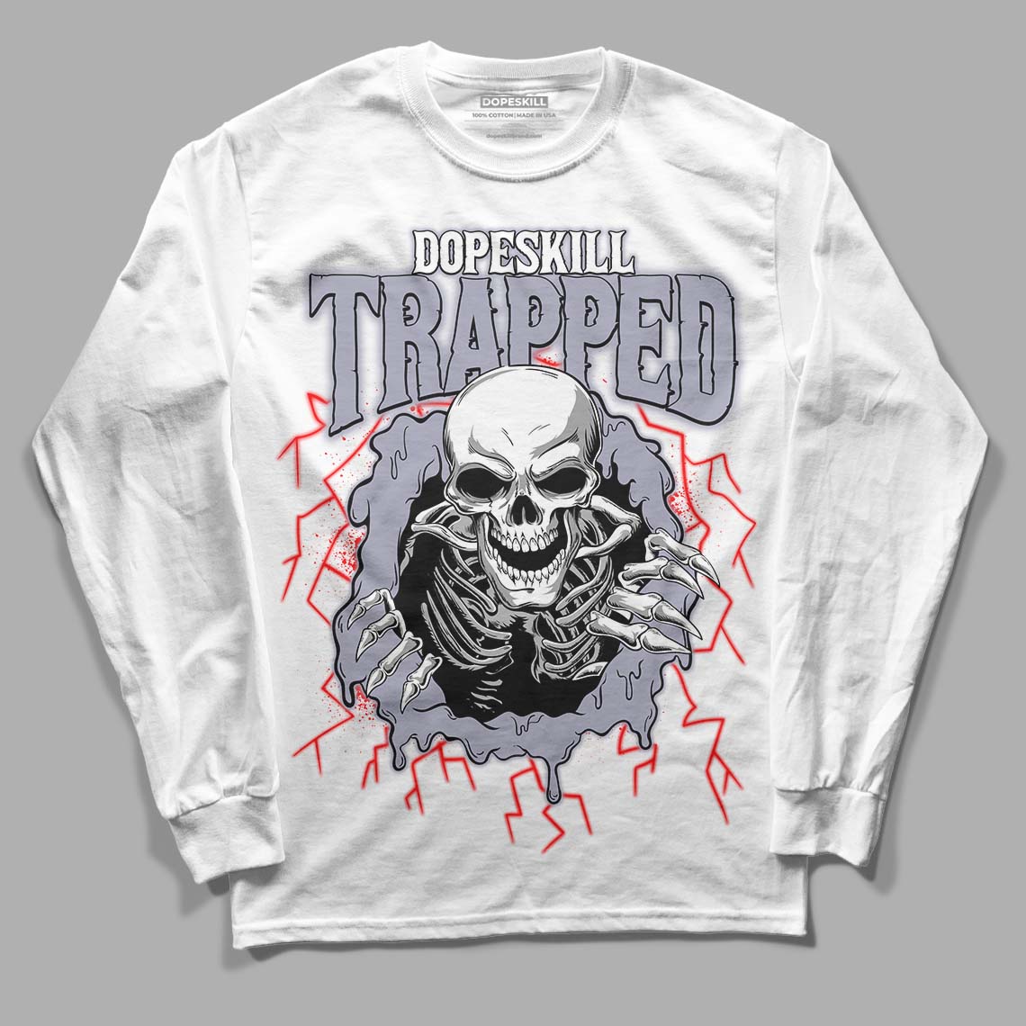 Jordan 13 Retro 'Black Flint' DopeSkill Long Sleeve T-Shirt Trapped Halloween Graphic Streetwear - White