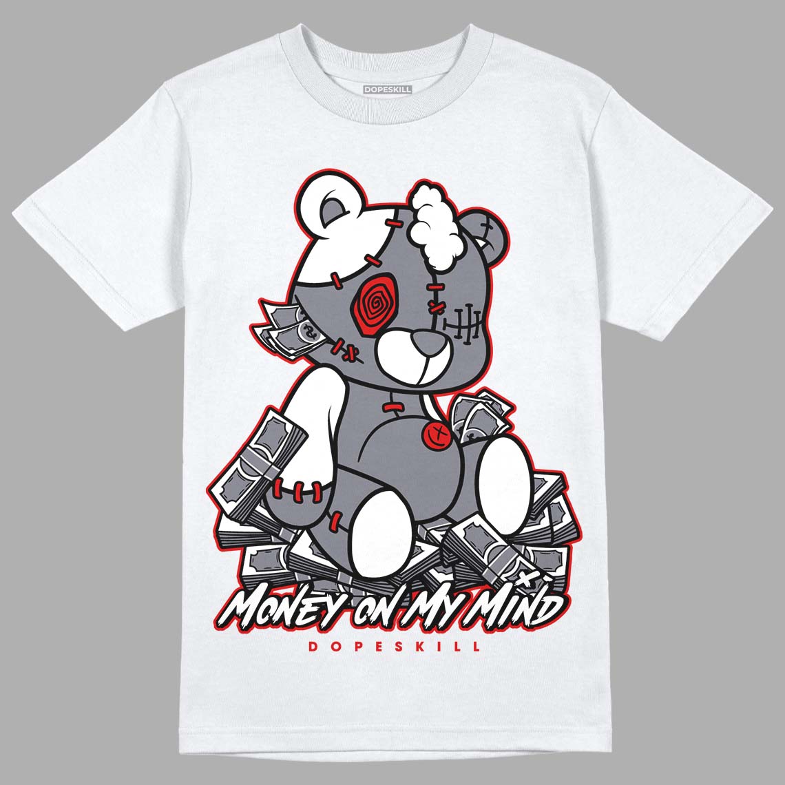 Fire Red 9s DopeSkill T-Shirt MOMM Bear Graphic - White 