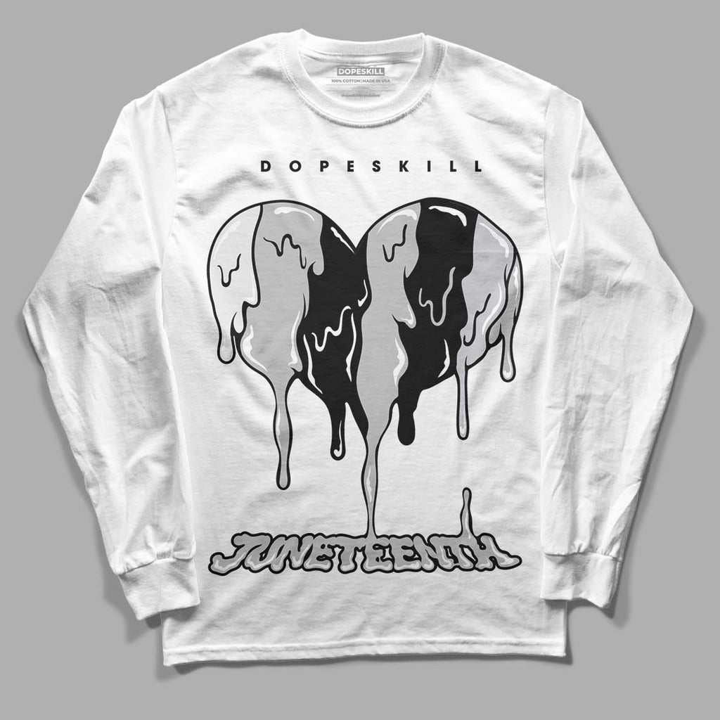 Black Metallic Chrome 6s DopeSkill Long Sleeve T-Shirt Juneteenth Heart Graphic - White
