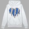 True Blue 1s DopeSkill Hoodie Sweatshirt Slime Drip Heart Graphic - White