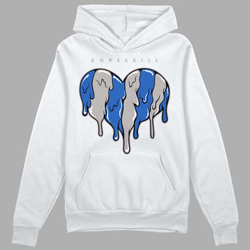 True Blue 1s DopeSkill Hoodie Sweatshirt Slime Drip Heart Graphic - White