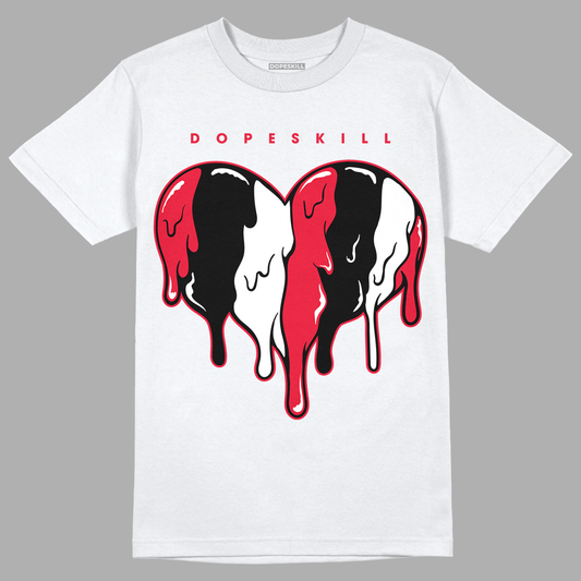 Red Black White DopeSkill T-Shirt Slime Drip Heart Graphic - White 