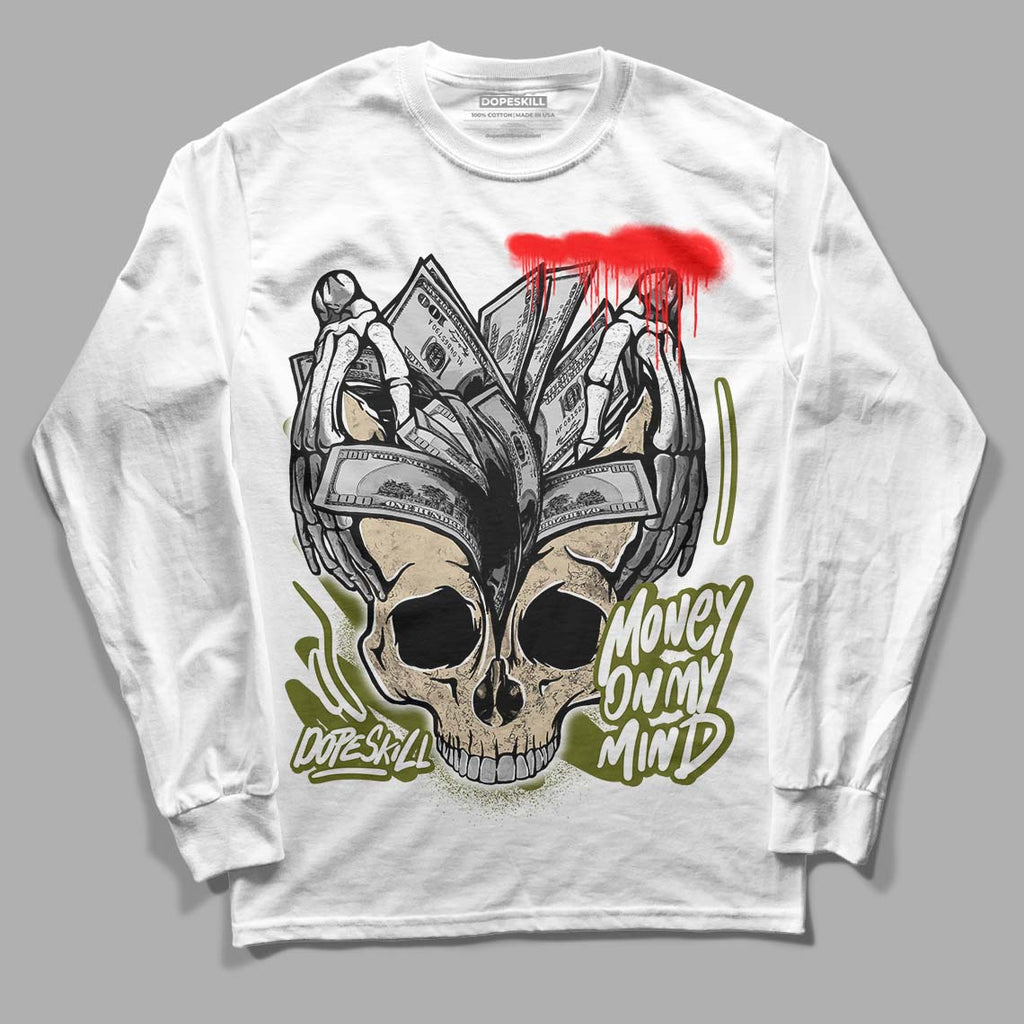 Travis Scott x Jordan 1 Low OG “Olive” DopeSkill Long Sleeve T-Shirt MOMM Skull Graphic Streetwear - White