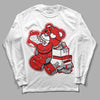 Gym Red 9s DopeSkill Long Sleeve T-Shirt Bear Steals Sneaker Graphic - White 