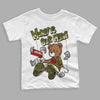 Travis Scott x Jordan 1 Low OG “Olive” DopeSkill Toddler Kids T-shirt Money Is Our Motive Bear Graphic Streetwear - White