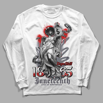 Fire Red 9s DopeSkill Long Sleeve T-Shirt Juneteenth Graphic - White 