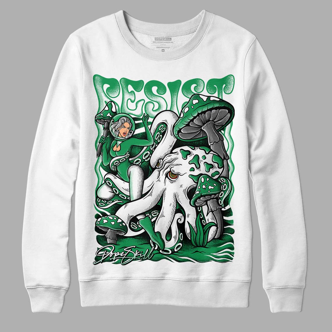 Jordan 6 Rings "Lucky Green" DopeSkill Sweatshirt Resist Graphic Streetwear - White