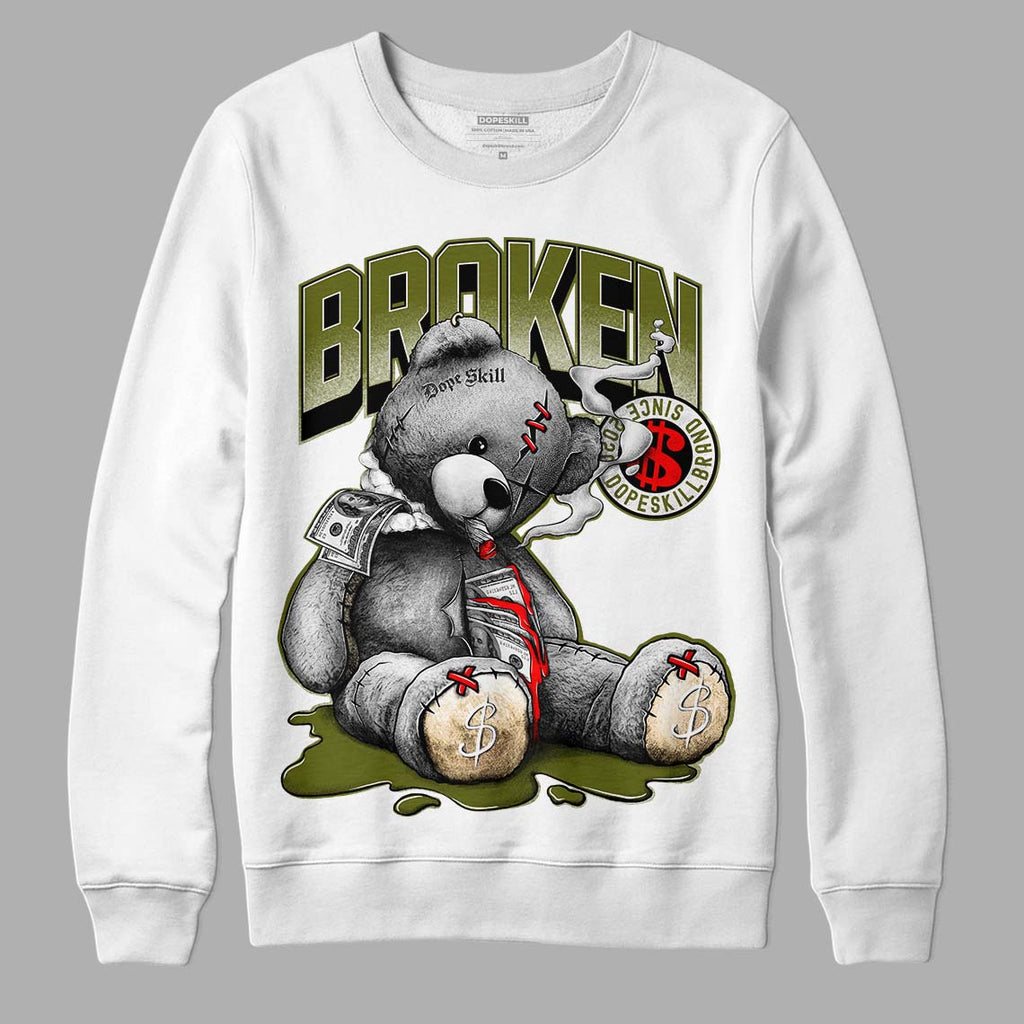 Travis Scott x Jordan 1 Low OG “Olive” DopeSkill Sweatshirt Sick Bear Graphic Streetwear - White