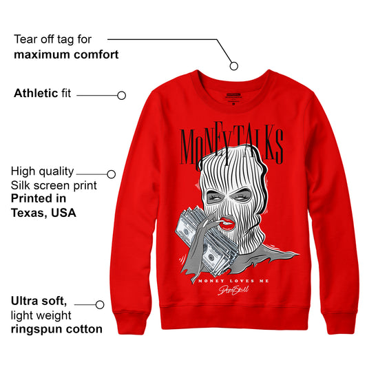 Cherry 11s DopeSkill Varsity Red Sweatshirt Money Talks Graphic