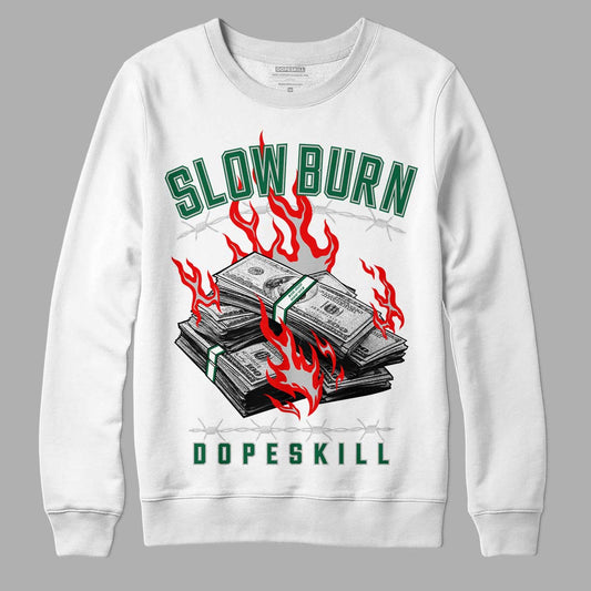 Gorge Green 1s DopeSkill Sweatshirt Slow Burn Graphic - White 