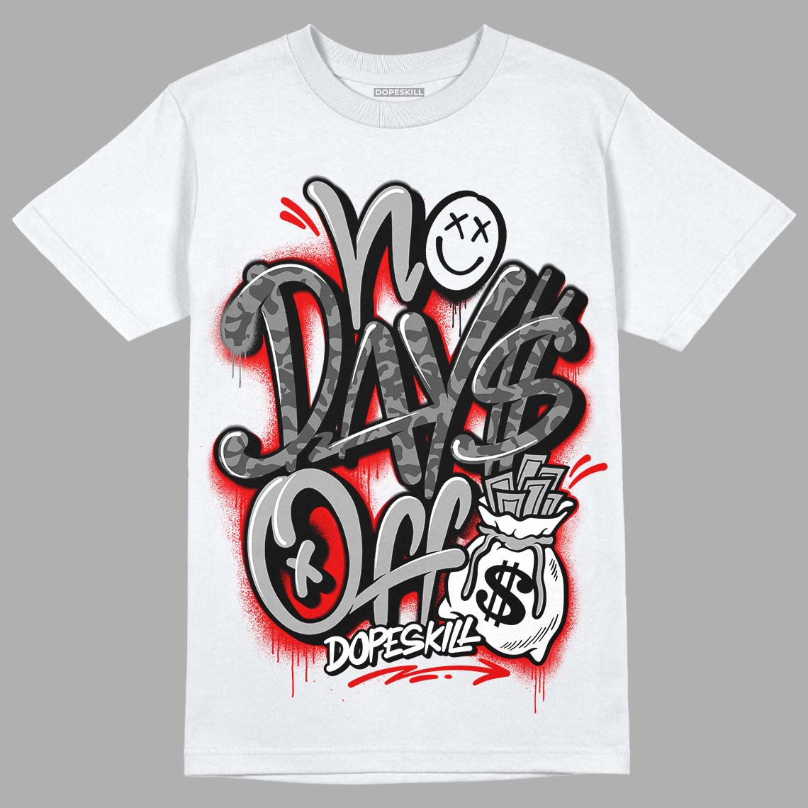 Jordan 5 Retro P51 Camo DopeSkill T-Shirt No Days Off Graphic Streetwear - White 