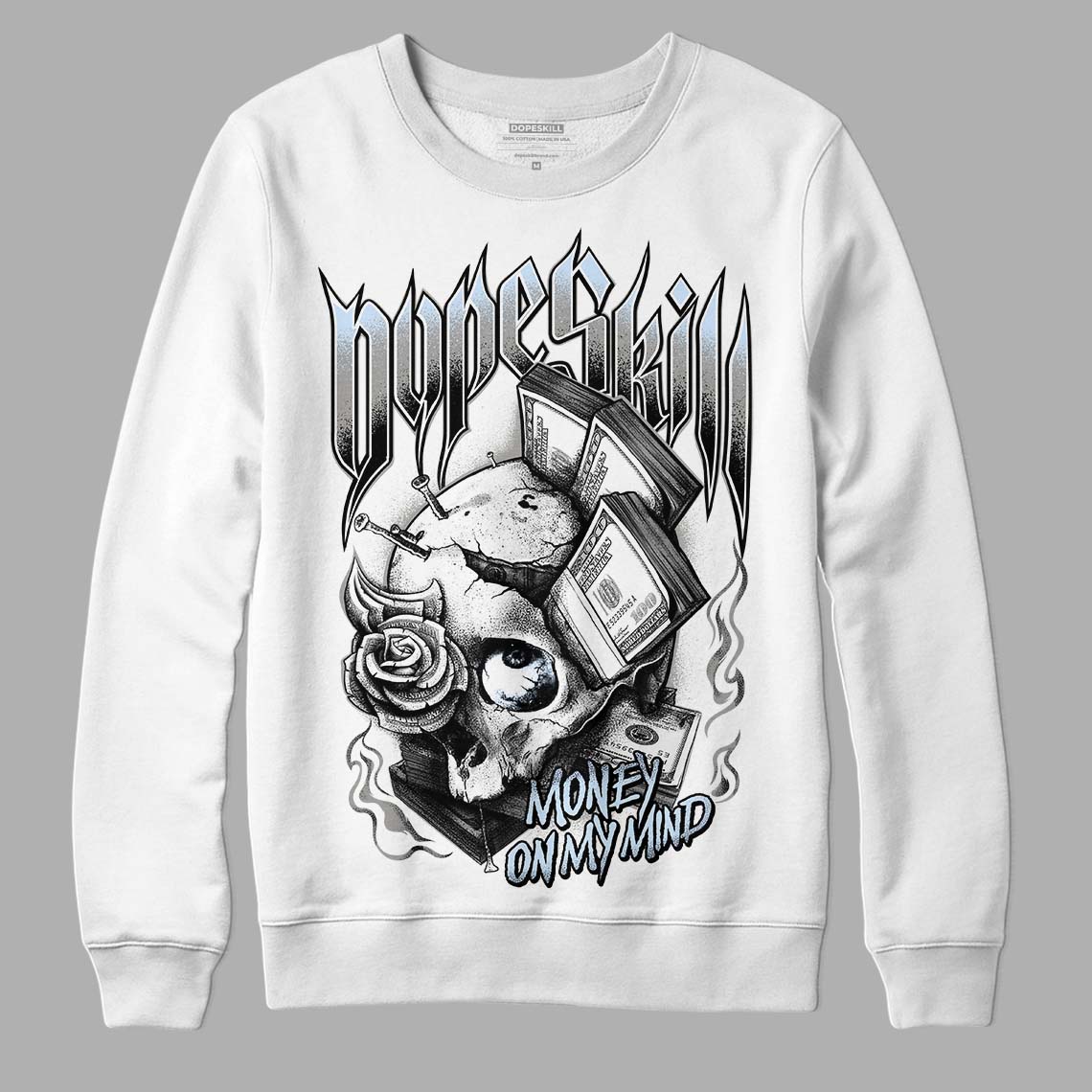 Jordan 6 Retro Cool Grey DopeSkill Sweatshirt Money On My Mind Graphic Streetwear - White 