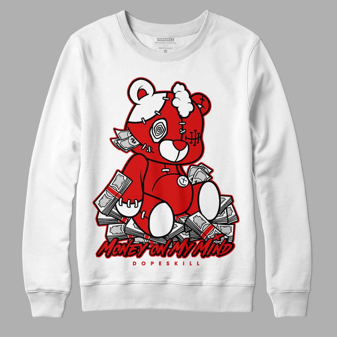 Jordan 12 Retro ‘Gym Red’ DopeSkill Sweatshirt MOMM Bear Graphic Streetwear - White