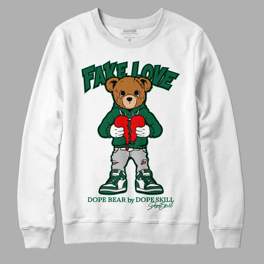 Gorge Green 1s DopeSkill Sweatshirt Fake Love Graphic - White 