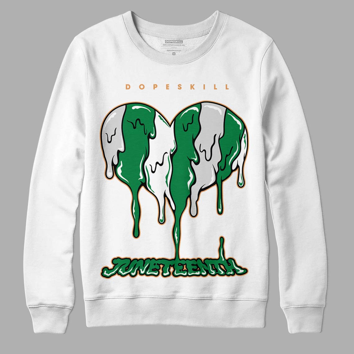 Nike SB x Jordan 4 “Pine Green” DopeSkill Sweatshirt Juneteenth Heart Graphic Streetwear - White