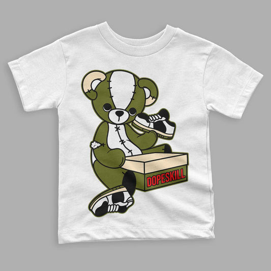 Travis Scott x Jordan 1 Low OG “Olive” DopeSkill Toddler Kids T-shirt Sneakerhead BEAR Graphic Streetwear - White