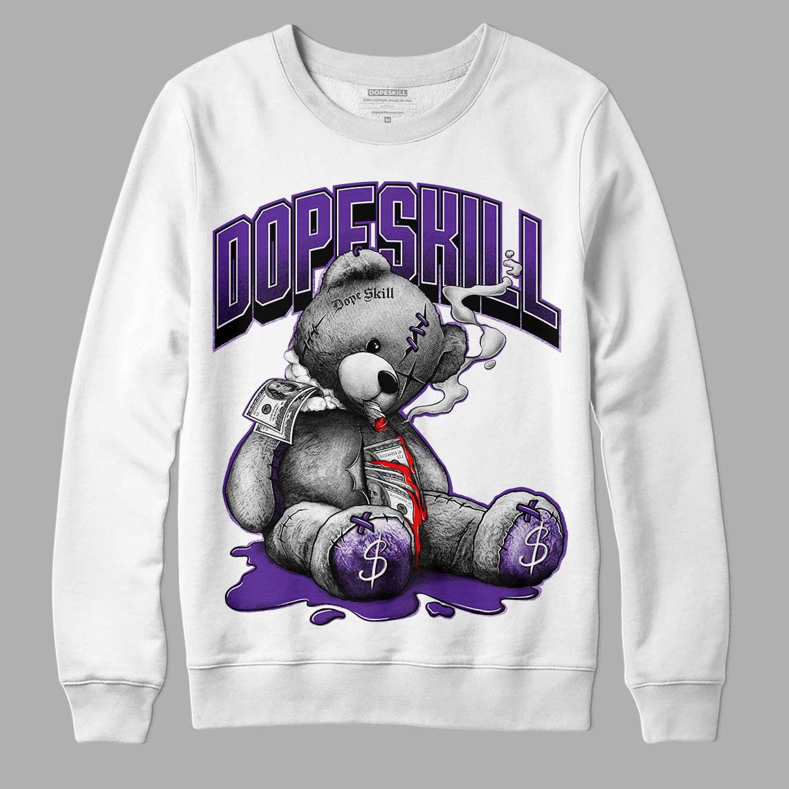 PURPLE Collection DopeSkill Sweatshirt Sick Bear Graphic - White 