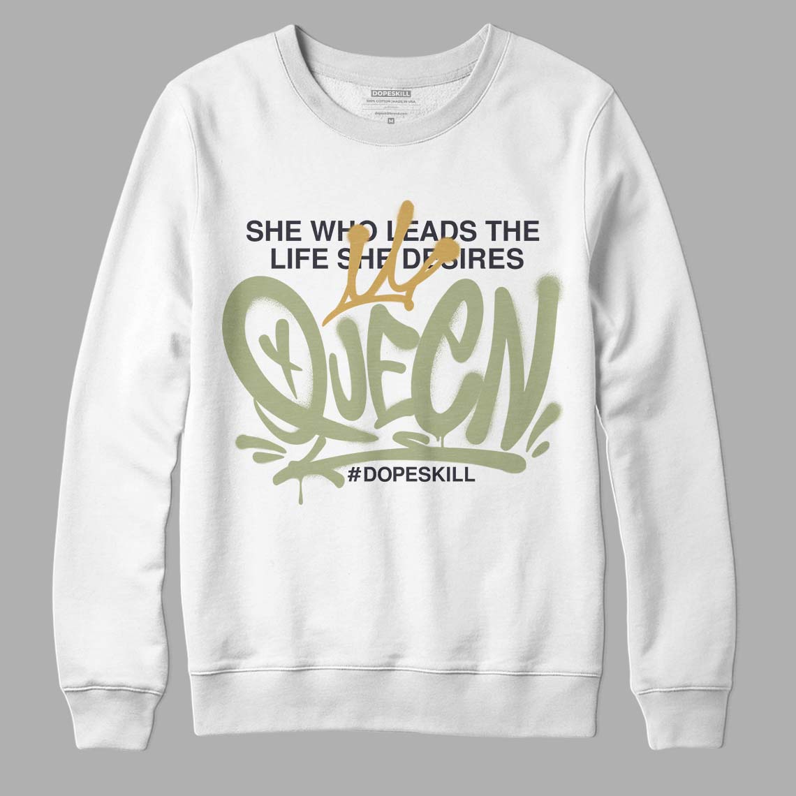 Jade Horizon 5s DopeSkill Sweatshirt Queen Graphic - White 