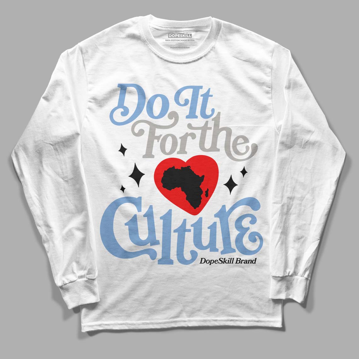 Jordan 5 Retro University Blue DopeSkill Long Sleeve T-Shirt Do It For The Culture Graphic Streetwear - White