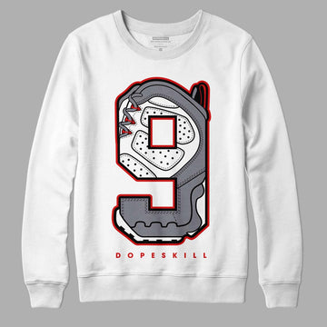 Fire Red 9s DopeSkill Sweatshirt No.9 Graphic - White 