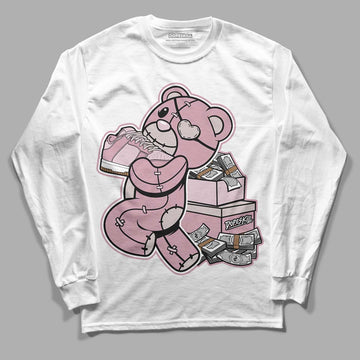 Dunk Low Teddy Bear Pink DopeSkill Long Sleeve T-Shirt Bear Steals Sneaker Graphic - White 