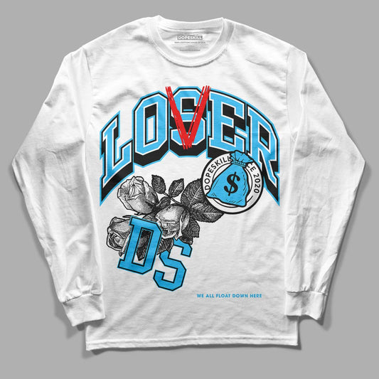 University Blue 13s DopeSkill Long Sleeve T-Shirt Loser Lover Graphic - White 