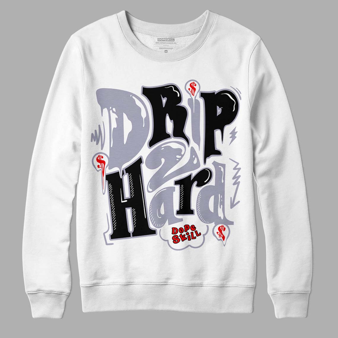 Jordan 13 Retro 'Black Flint' DopeSkill Sweatshirt Drip Too Hard Graphic Streetwear - White